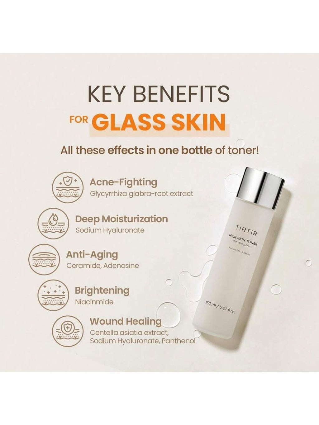 TIRTIR Milk Skin Rice Toner | Deep Moisturizing, Hydrating Toner for Face, Niacinamide, Ceramide, Rice Bran Extract, Nature-Oriented Ingredients for Korean Skin Care, Vegan, 5.07 Fl.Oz.