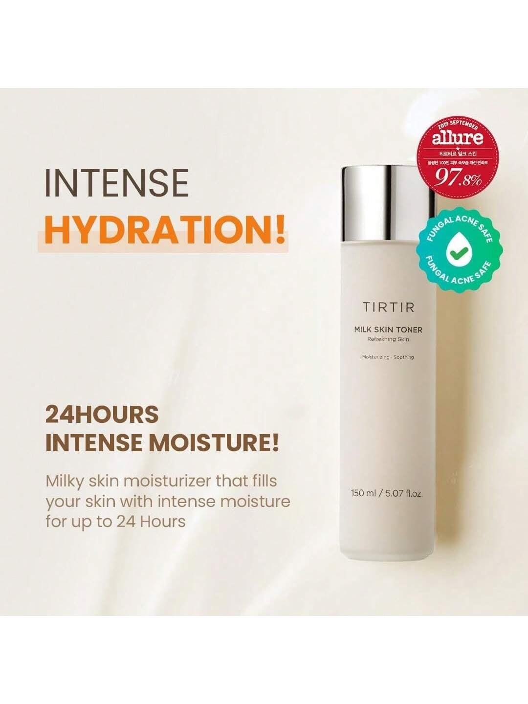 TIRTIR Milk Skin Rice Toner | Deep Moisturizing, Hydrating Toner for Face, Niacinamide, Ceramide, Rice Bran Extract, Nature-Oriented Ingredients for Korean Skin Care, Vegan, 5.07 Fl.Oz.