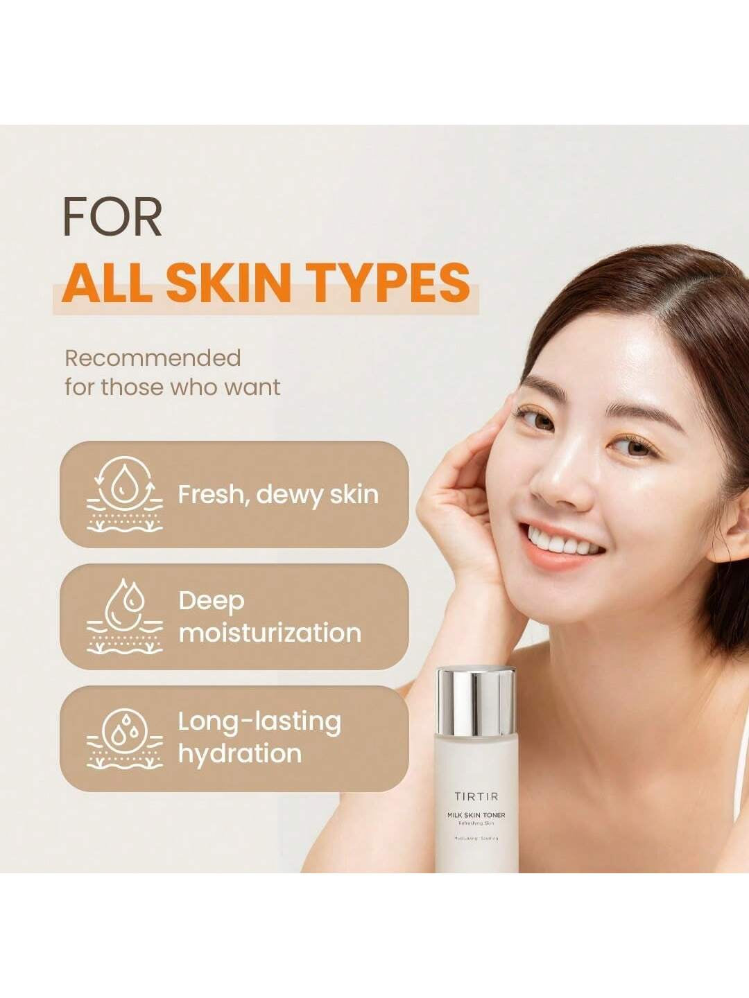 TIRTIR Milk Skin Rice Toner | Deep Moisturizing, Hydrating Toner for Face, Niacinamide, Ceramide, Rice Bran Extract, Nature-Oriented Ingredients for Korean Skin Care, Vegan, 5.07 Fl.Oz.