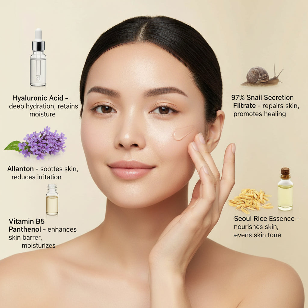 SEOUL 1988 Snail Mucin 97% Essence – Concentrated yet Lightweight Formula Infused with 97% Snail Mucin | Soothing & Fast-Absorption Facial Serum | Korean Skincare, 100Ml / 3.38 Fl Oz