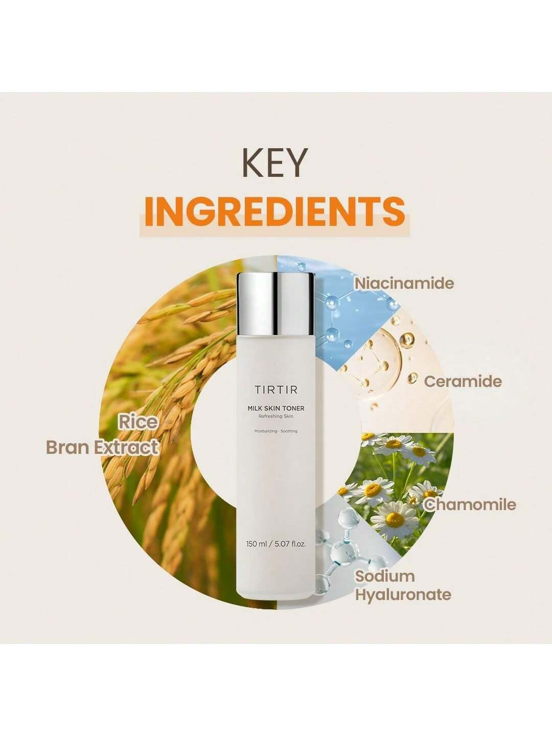 TIRTIR Milk Skin Rice Toner | Deep Moisturizing, Hydrating Toner for Face, Niacinamide, Ceramide, Rice Bran Extract, Nature-Oriented Ingredients for Korean Skin Care, Vegan, 5.07 Fl.Oz.